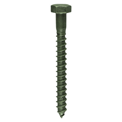 This is an image of Timco - Coach Screws - Hex - Exterior - Green 6.0 x 75mm - (10 PCS Bag) 675INCSB