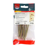 This is an image of Timco - Solo Coach Screws - Hex Flange - Yellow 6.0 x 80mm - (10 PCS TIMpac) 680SCSYP