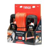 This is an image of Timco - Ratchet Straps - J Hook - Commercial Duty 6m x 35mm (2 Pieces Box) 6RS2J