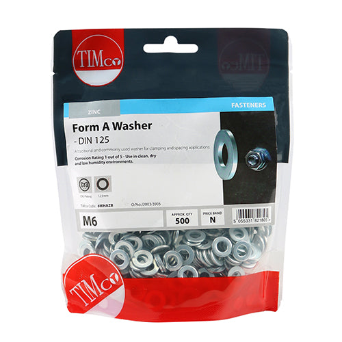 This is an image of Timco - Form A Washers - Zinc M6 - (500 PCS TIMbag) 6WHAZB
