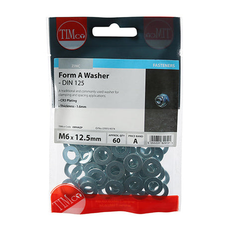 This is an image of Timco - Form A Washers - Zinc M6 - (60 PCS TIMpac) 6WHAZP