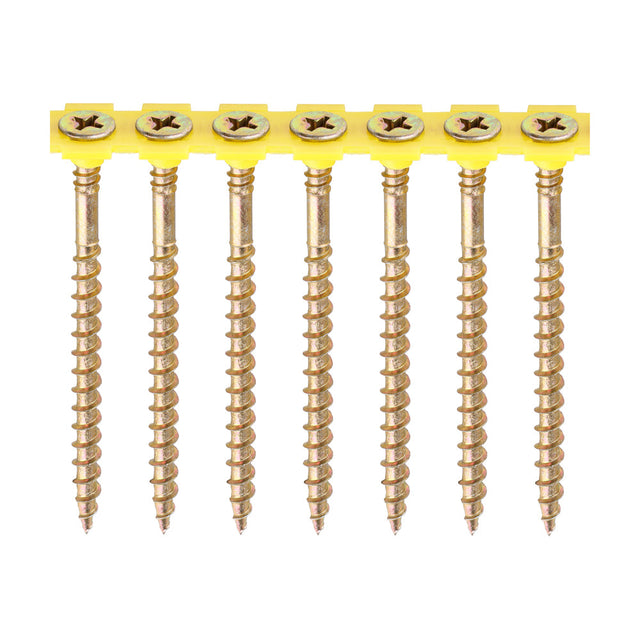 This is an image of Timco - Solo Collated Chipboard & Woodscrews - PH - Double Countersunk - Yellow 4.5 x 70mm - (500 PCS Box) 70SCOLY