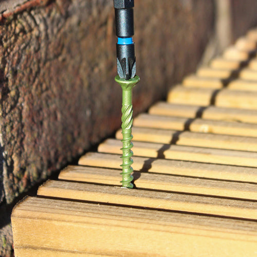 This is an image of Timco - Decking Screws - PZ - Double Countersunk - Exterior - Green 4.5 x 70mm - (200 PCS Box) 70TDECK