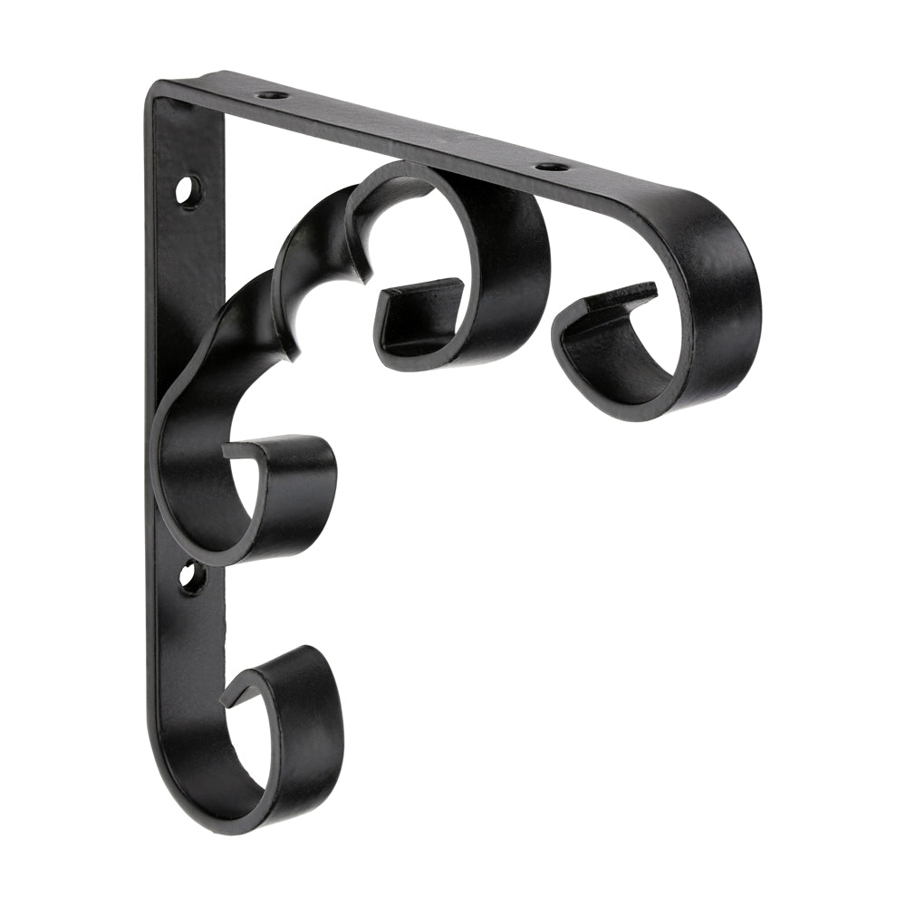This is an image of Timco - Scroll Bracket - Black 4 x 4" 712498