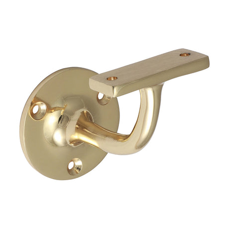 This is an image of Timco - Handrail Bracket - Electro Brass 64mm (1 Each Bag) 712964