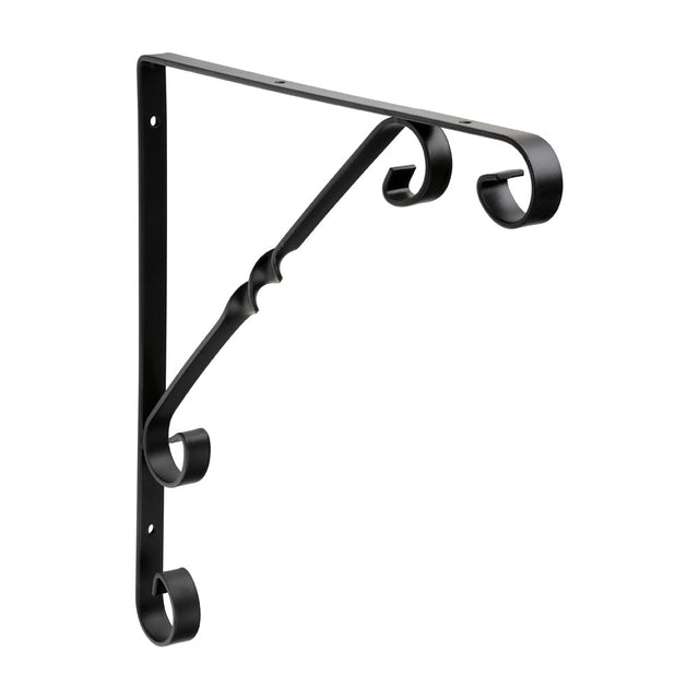 This is an image of Timco - Scroll Bracket - Black 10 x 10" 712973