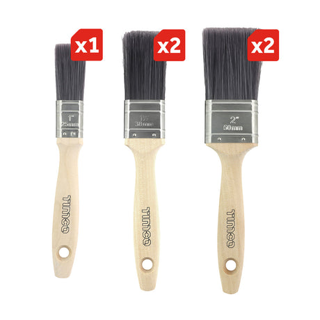 This is an image of Timco - Professional Synthetic Paint Brush Mixed Set 5pcs (5 Pieces Clamshell) 720277