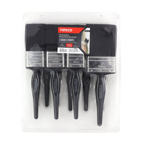 This is an image of Timco - Contractors Mixed Paint Brush Set 10pcs (10 Pieces Clamshell) 720579
