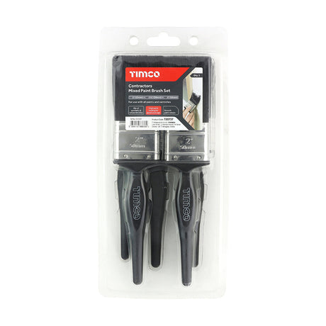 This is an image of Timco - Contractors Mixed Paint Brush Set 5pcs (5 Pieces Clamshell) 720737