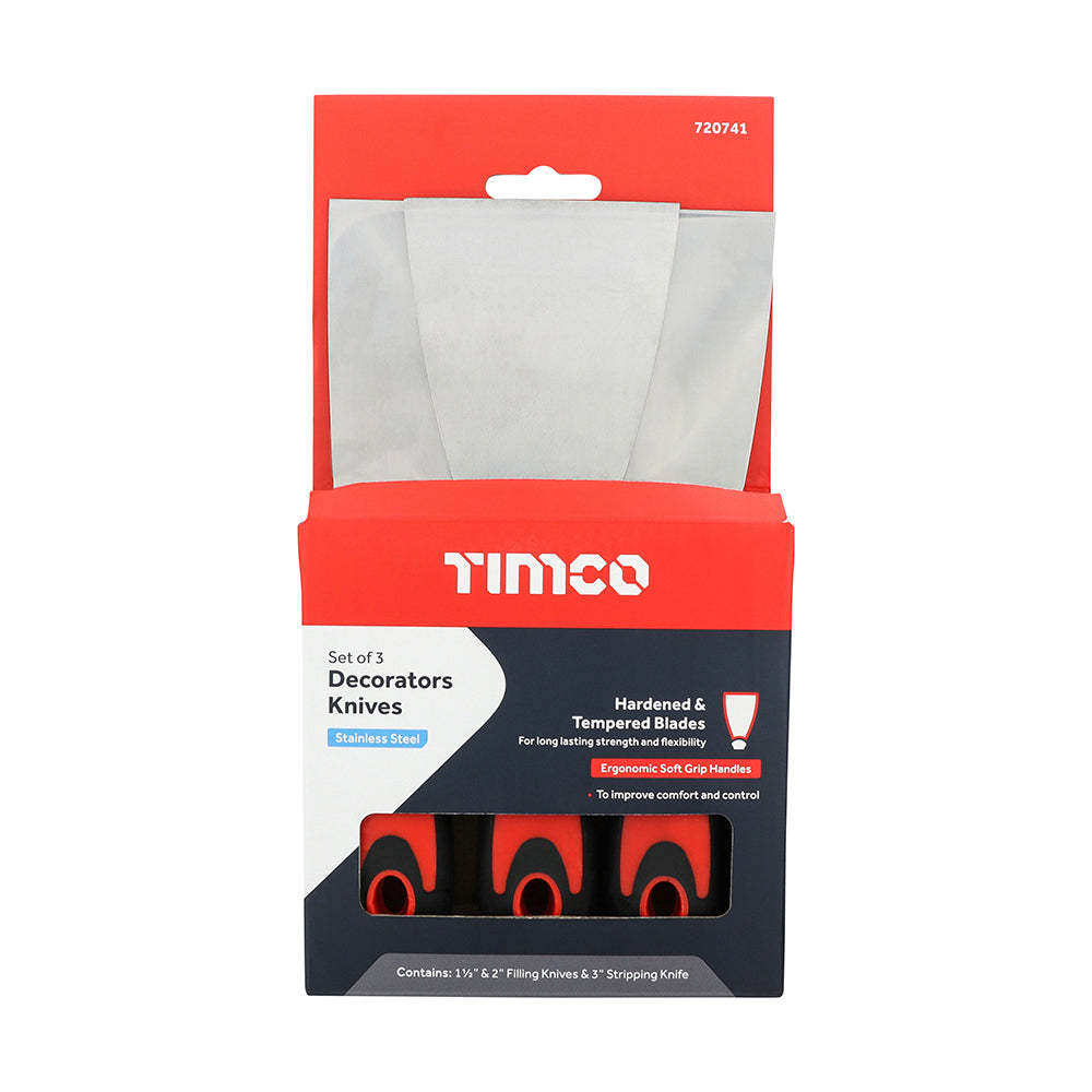 This is an image of Timco - Decorators Knives Set 3pcsmm (3 Pieces Box) 720741