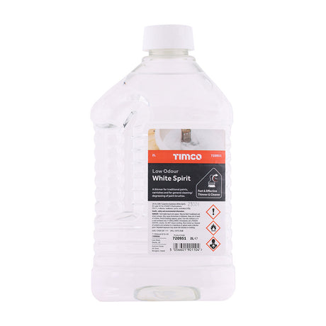 This is an image of Timco - Low Odour White Spirit 2L (1 Each Bottle) 720951