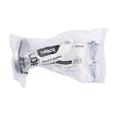 This is an image of Timco - Handrail Bracket - Satin Anodised Aluminium 63mm (1 Each Bag) 725079BX
