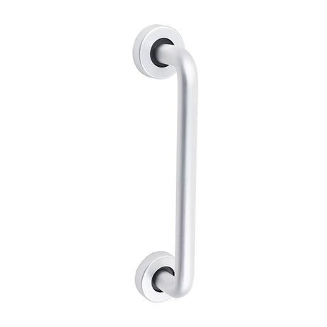 This is an image of Timco - D Shaped Pull Handle On Rose - Satin Anodised Aluminium 229 x 19 (1 Each TIMbag) 725092