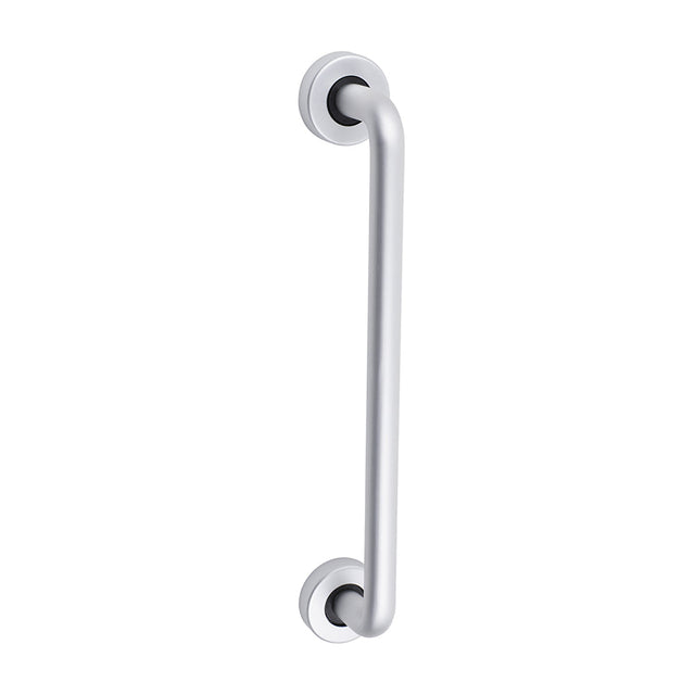 This is an image of Timco - D Shaped Pull Handle On Rose - Satin Anodised Aluminium 305 x 19 (1 Each Bag) 725094BX