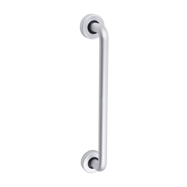 This is an image of Timco - D Shaped Pull Handle On Rose - Satin Anodised Aluminium 305 x 19 (1 Each TIMbag) 725094