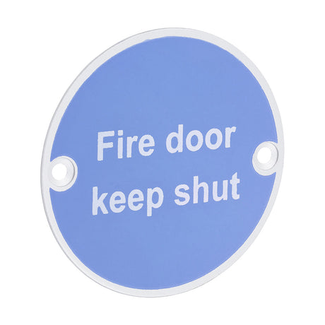This is an image of Timco - Fire Door Keep Shut Sign - Satin Anodised Aluminium 76mm (1 Each Bag) 725135BX