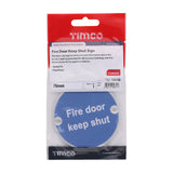 This is an image of Timco - Fire Door Keep Shut Sign - Satin Anodised Aluminium 76mm (1 Each TIMpac) 725135