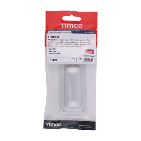 This is an image of Timco - Flush Pull - Satin Anodised Aluminium 89mm (1 Each TIMpac) 725141