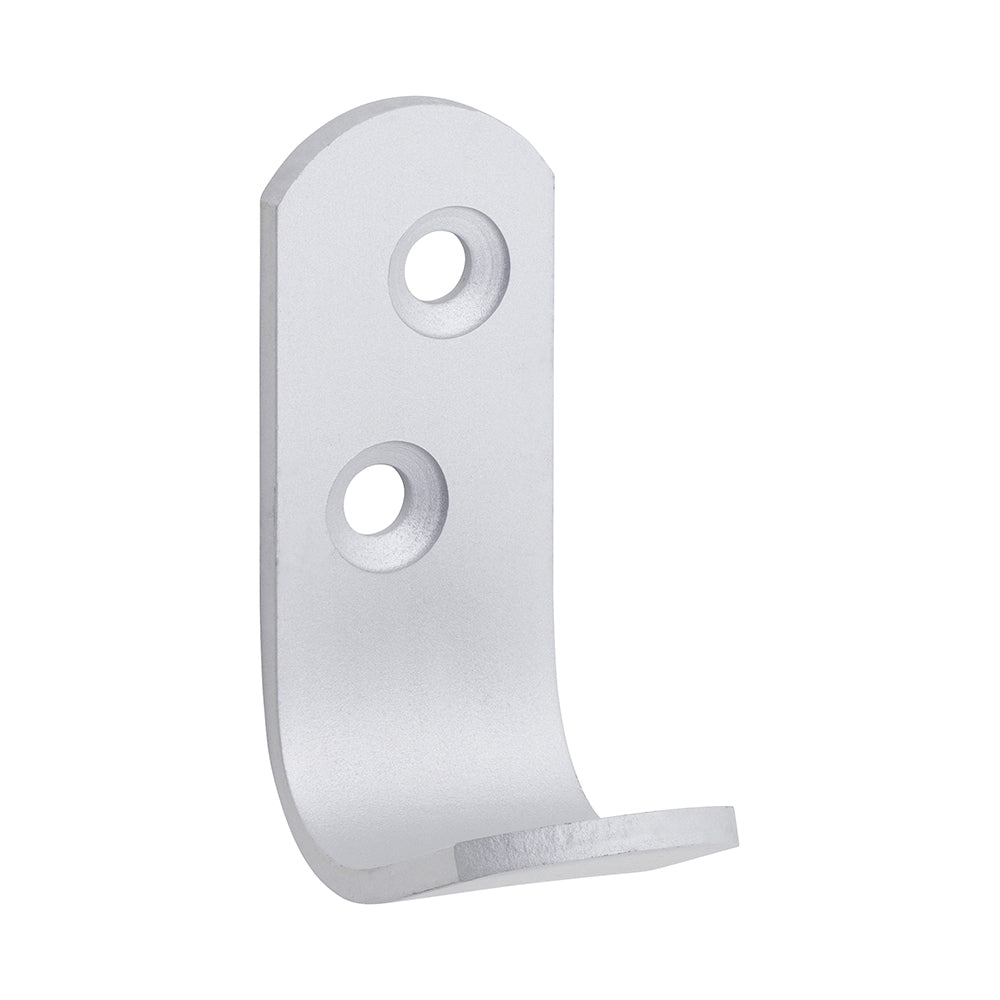 This is an image of Timco - Single Robe Hook - Satin Anodised Aluminium 47 x 19 (2 Pieces TIMpac) 725142