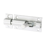 This is an image of Timco - Straight Barrel Bolt - Satin Aluminium 50 x 25 (1 Each TIMpac) 725204