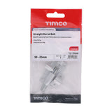 This is an image of Timco - Straight Barrel Bolt - Satin Aluminium 50 x 25 (1 Each TIMpac) 725204