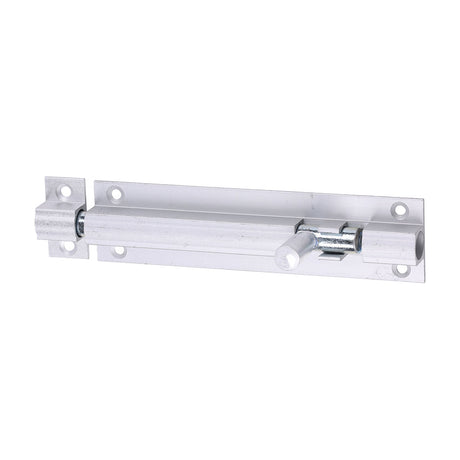 This is an image of Timco - Straight Barrel Bolt - Satin Aluminium 100 x 25 (1 Each TIMpac) 725217