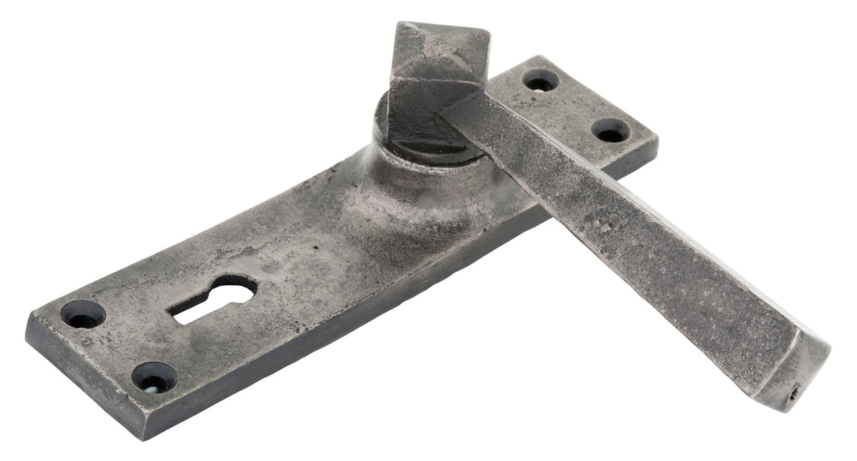 From The Anvil - Antique Pewter Straight Lever Lock Set | Sku. 73112 | Trade Door Handles.