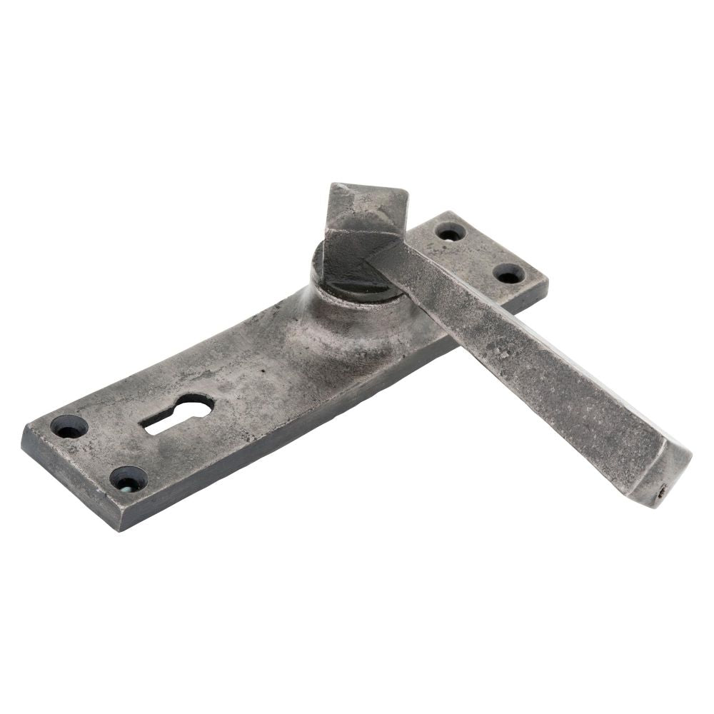 From The Anvil - Antique Pewter Straight Lever Lock Set | Sku. 73112 | Trade Door Handles.