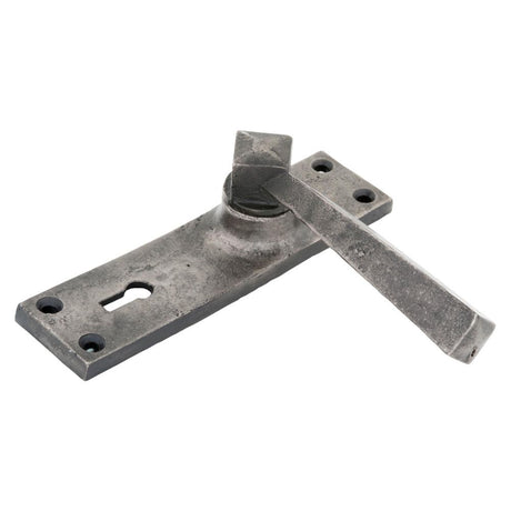 From The Anvil - Antique Pewter Straight Lever Lock Set | Sku. 73112 | Trade Door Handles.
