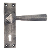 From The Anvil - Antique Pewter Straight Lever Lock Set | Sku. 73112 | Trade Door Handles.