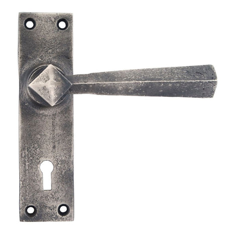 From The Anvil - Antique Pewter Straight Lever Lock Set | Sku. 73112 | Trade Door Handles.