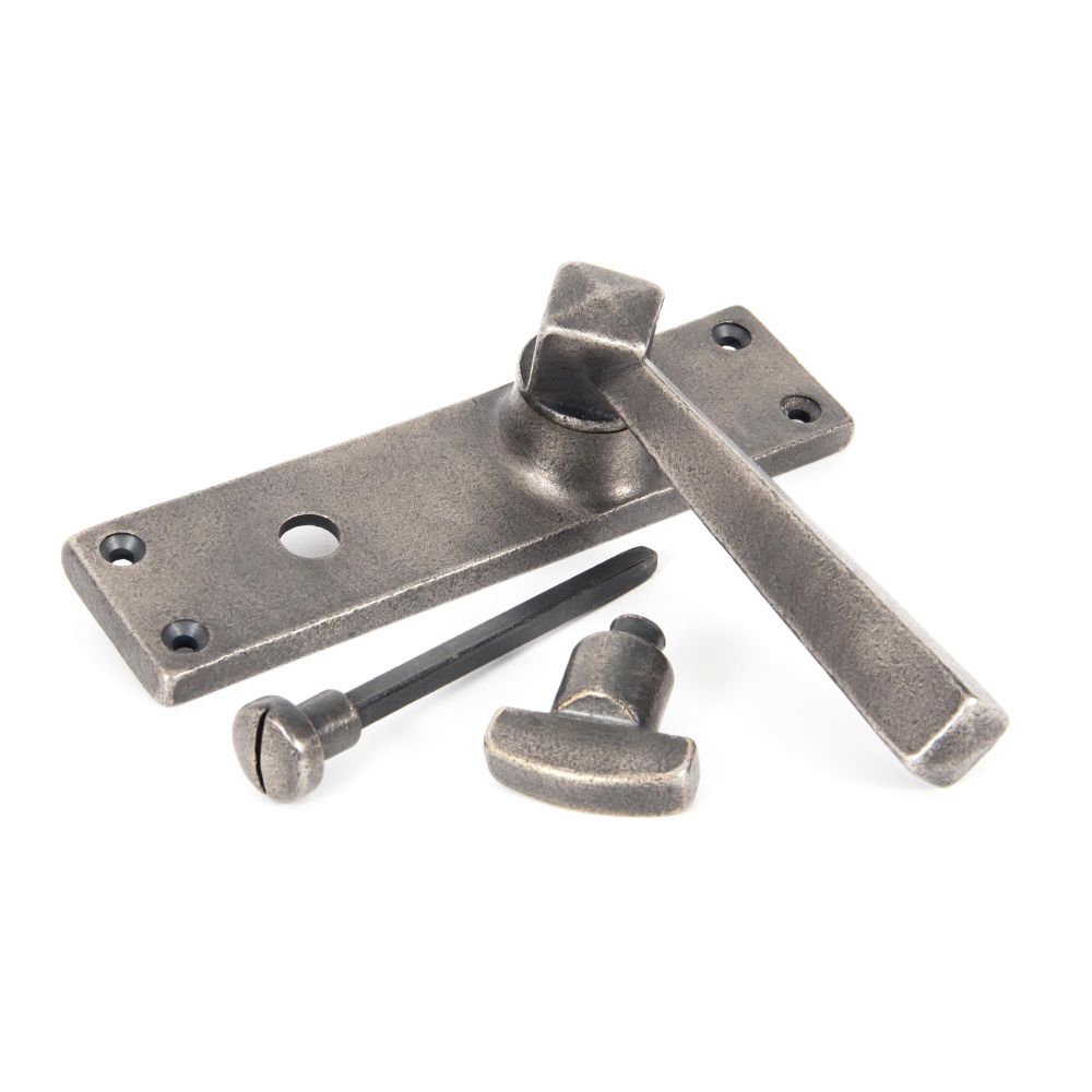 From The Anvil - Antique Pewter Straight Lever Bathroom Set | Sku. 73117 | Trade Door Handles.