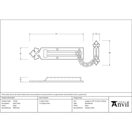 From The Anvil - Black Door Chain | Sku. 73118 | Trade Door Handles.