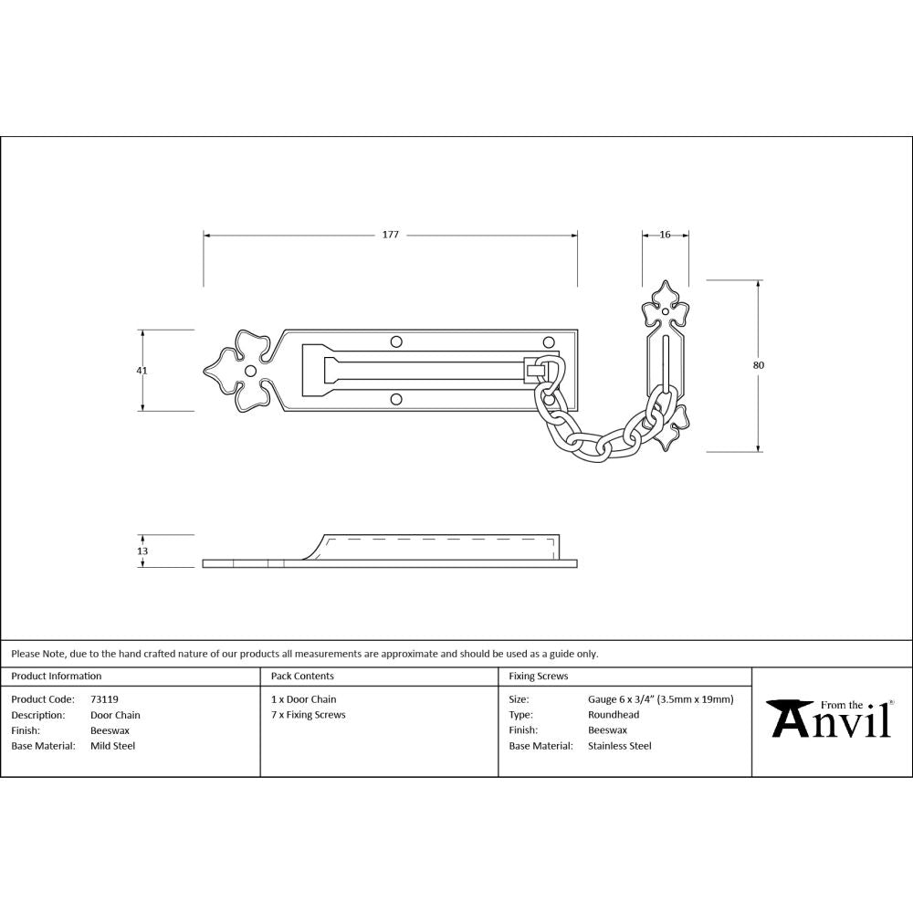 From The Anvil - Beeswax Door Chain | Sku. 73119 | Trade Door Handles.