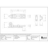 From The Anvil - Black 4" Straight Monkeytail Bolt | Sku. 73132 | Trade Door Handles.