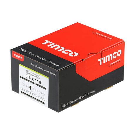 This is an image of Timco - Metal Construction Fibre Cement Board to Light Section Screws - Hex - Self-Drilling - Exterior - Silver Organic 6.3 x 110mm - (50 PCS Box) 731816