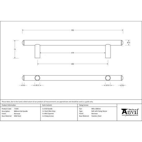 From The Anvil Beeswax 800mm Pull Handle - image 4