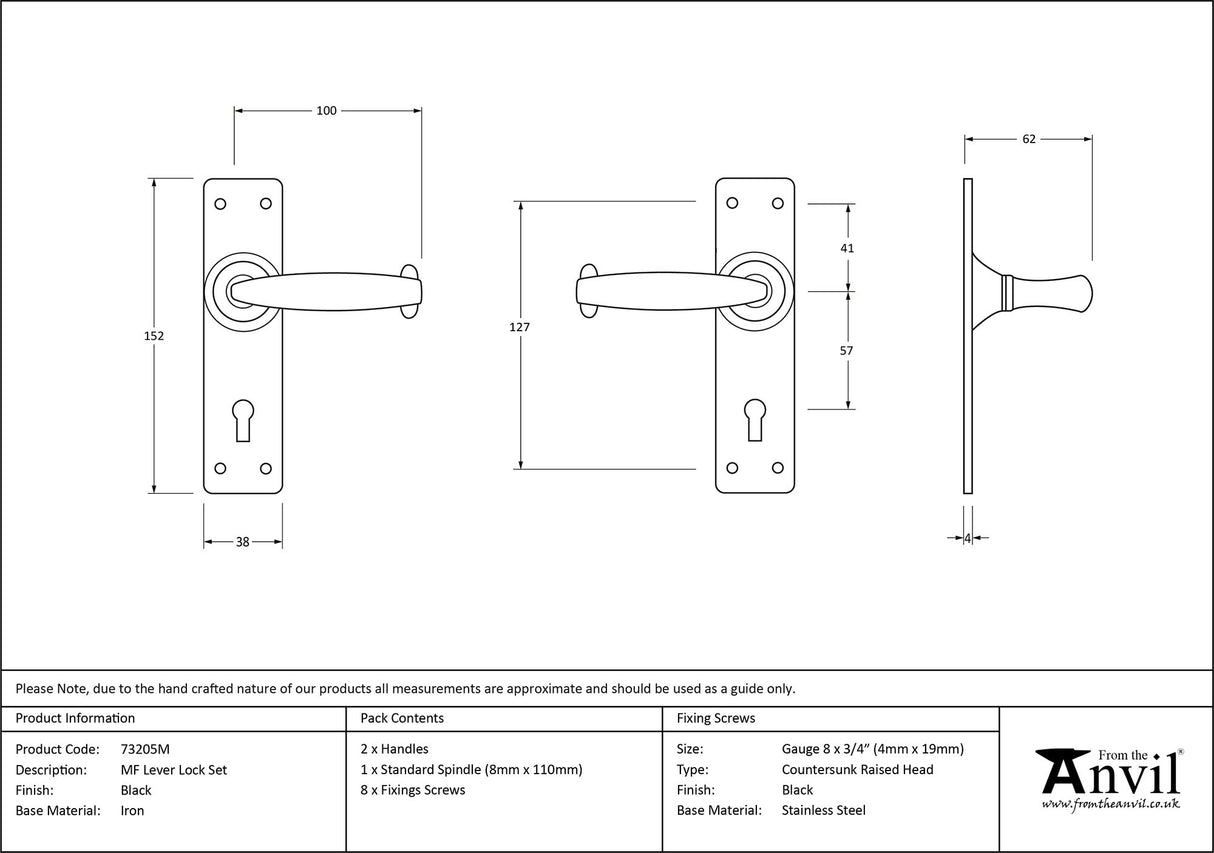 From The Anvil - Black MF Lever Lock Set | Sku. 73205M | Trade Door Handles.