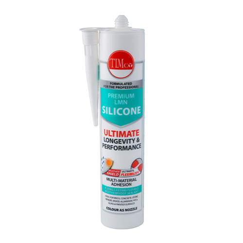 This is an image of Timco - Premium LMN Silicone - White 300ml (1 Each Cartridge) PCS732120