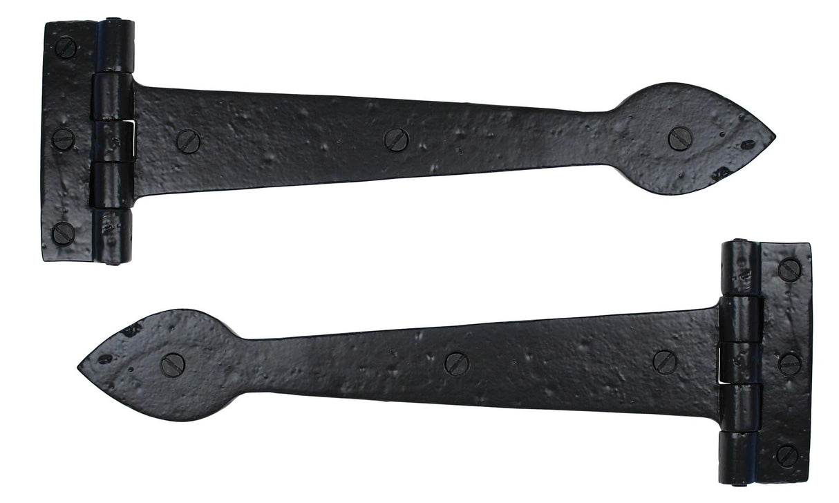 From The Anvil - Black Smooth 12" Cast T Hinge (pair) | Sku. 73226 | Trade Door Handles.