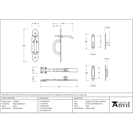 From The Anvil - Black Cast Suffolk Latch | Sku. 73264M | Trade Door Handles.