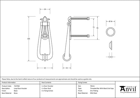 From The Anvil - Black Loop Door Knocker | Sku. 73379M | Trade Door Handles.