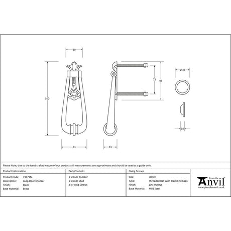 From The Anvil - Black Loop Door Knocker | Sku. 73379M | Trade Door Handles.