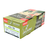 This is an image of Timco - C2 Deck-Fix Screws - TX - Countersunk with Ribs - Twin-Cut - Green 4.5 x 75mm - (250 PCS Box) 75C2D250BX