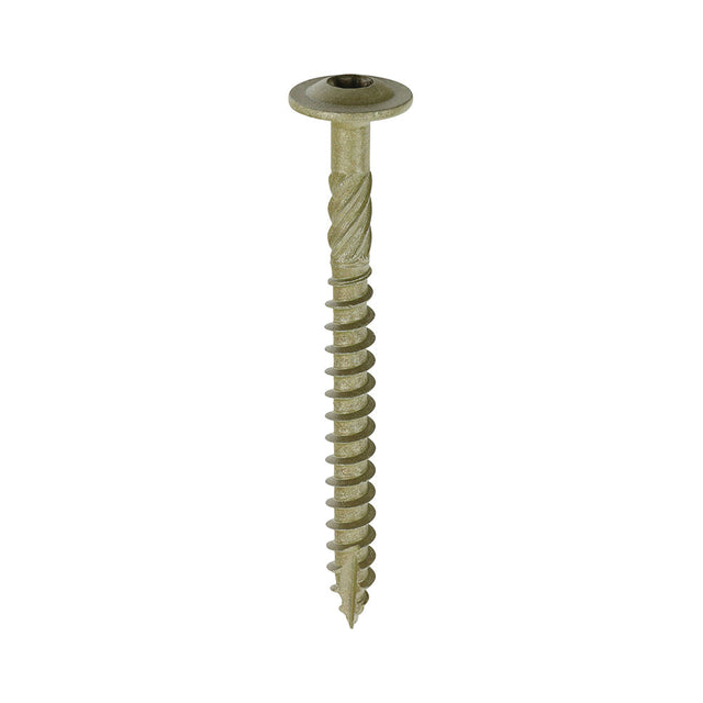 This is an image of Timco - Timber Frame Construction & Landscaping Screws - Wafer - Exterior - Green Organic 6.7 x 75mm - (50 PCS Box) 75INW