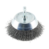 This is an image of Timco - Drill Cup Brush - Crimped Steel Wire 75mm (1 Each Blister Pack) 75SCC