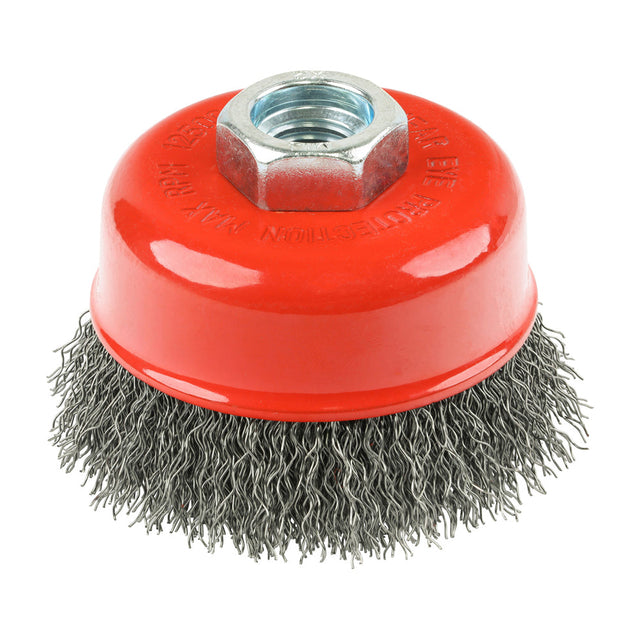 This is an image of Timco - Angle Grinder Cup Brush - Crimped Steel Wire 75mm (1 Each Blister Pack) 75TCC
