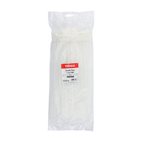 This is an image of Timco - Cable Ties - Natural 7.6 x 300mm - (100 PCS Bag) 76300CTN