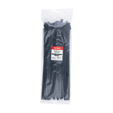 This is an image of Timco - Cable Ties - Black 7.6 x 370mm - (100 PCS Bag) 76370CTB