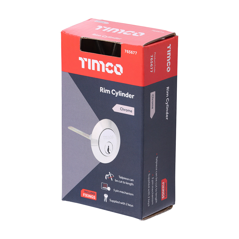 This is an image of Timco - Rim Cylinder - Chrome 32mm (1 Each Box) 765677